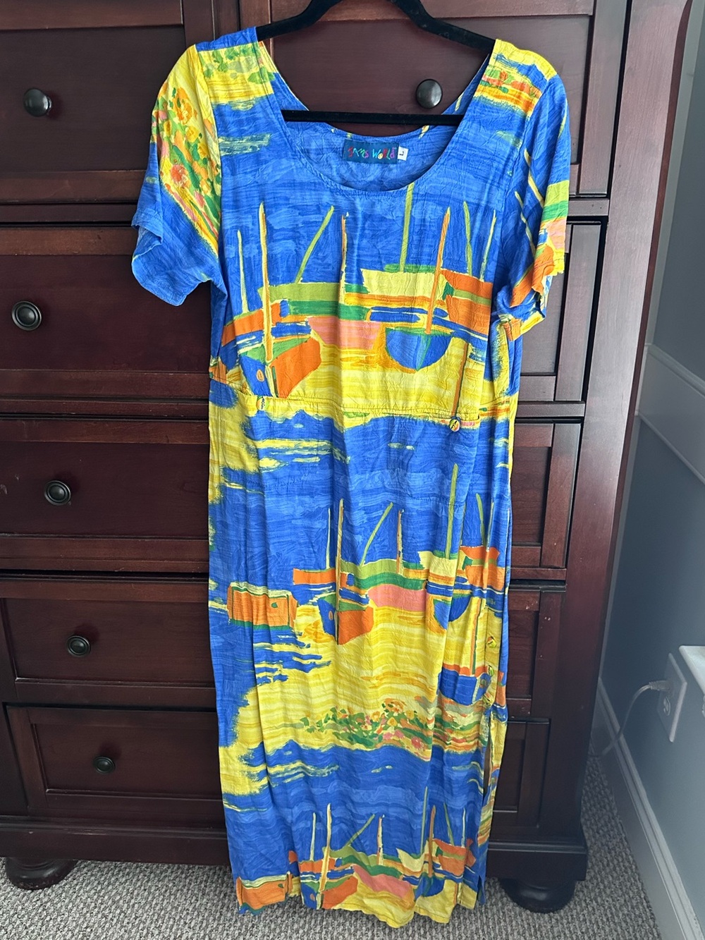 Vintage Jams World sailboat midi sundress size L